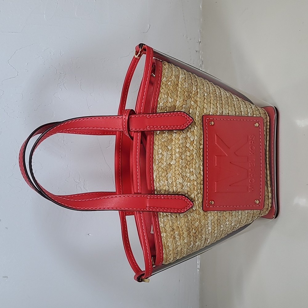 MICHAEL KORS Kimber 2 in 1 Clear Tote Bag In Coral Reef